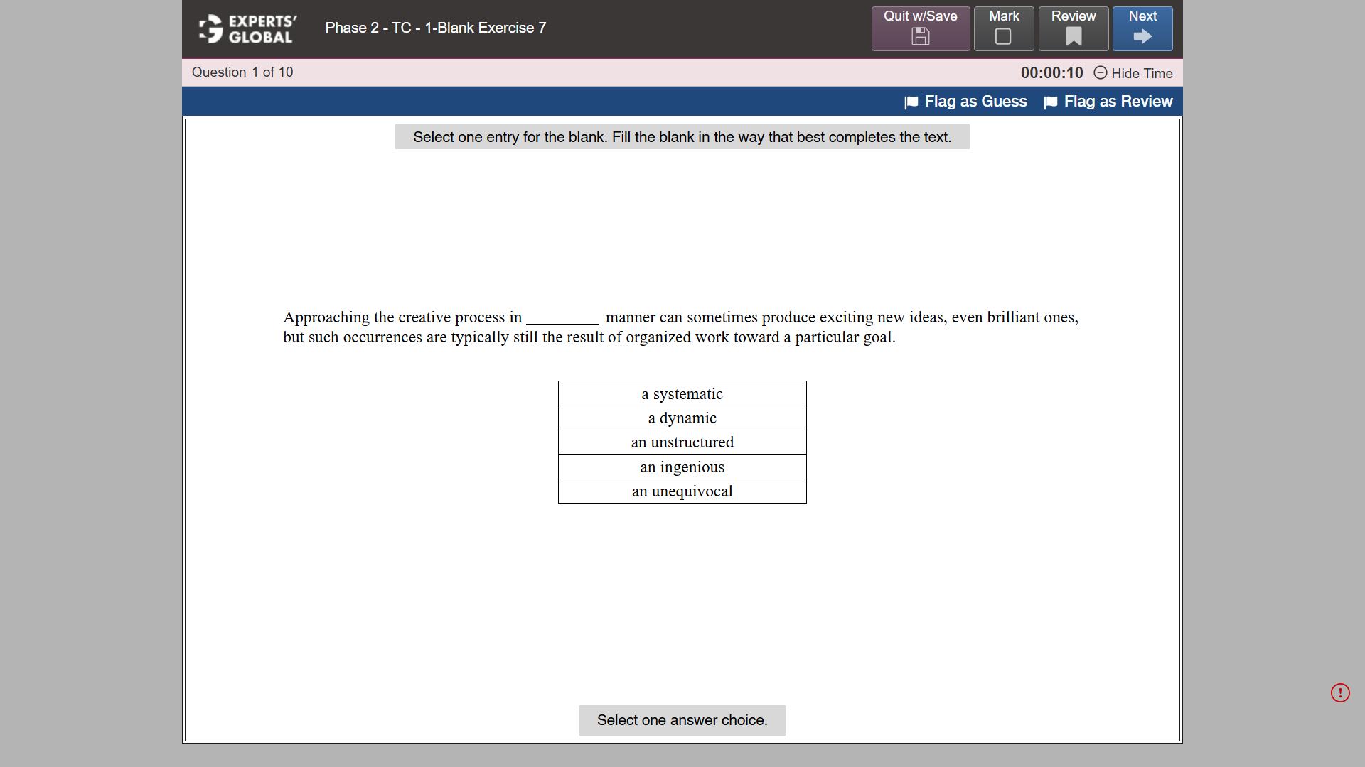 GRE-Style Text Completion Practice question 1