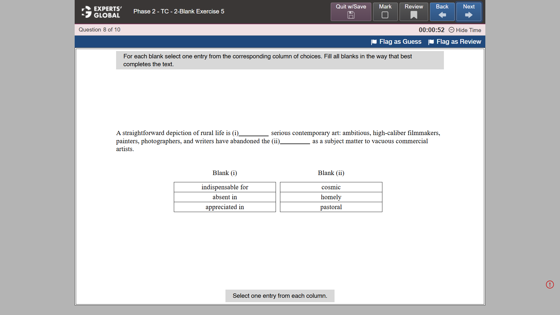 GRE-Style Text Completion Practice question 5