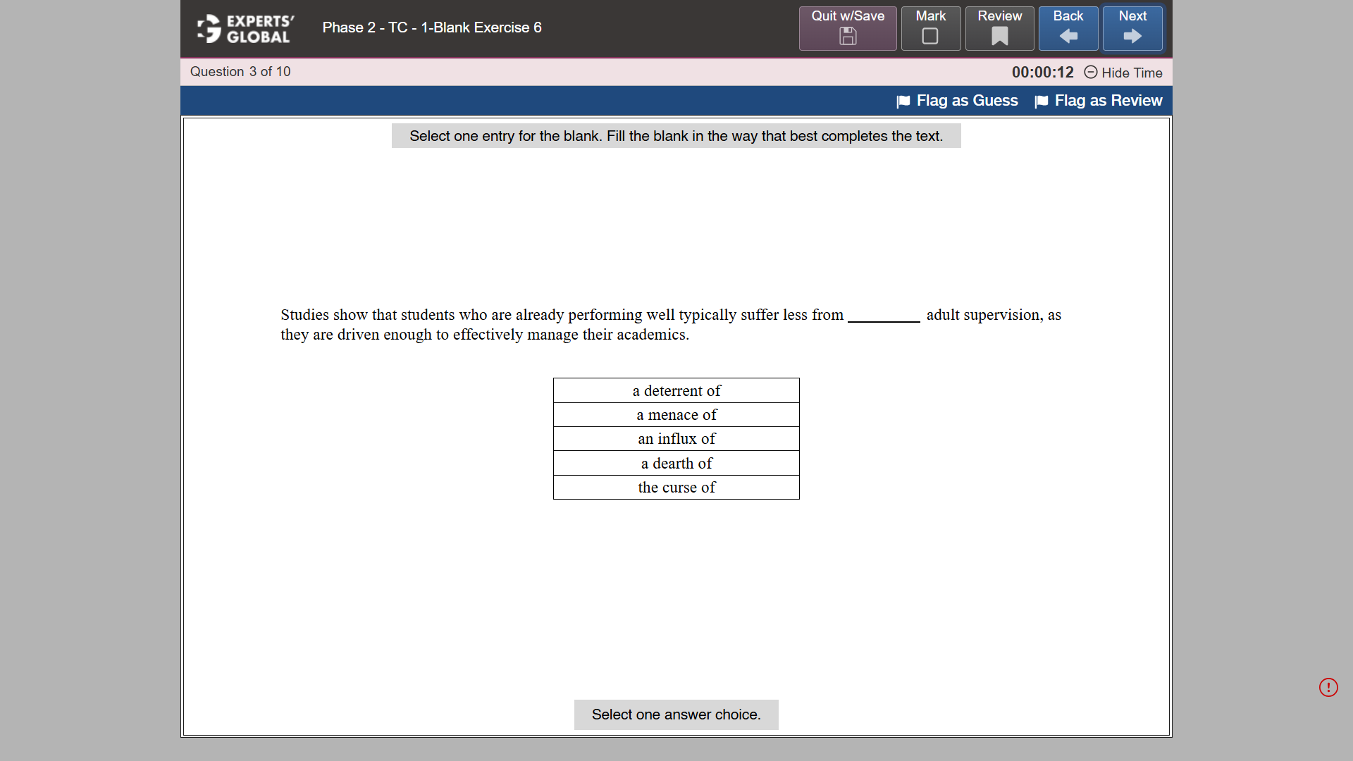 GRE-Style Text Completion Practice question 7