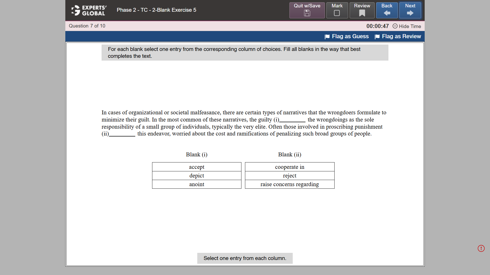 GRE-Style Text Completion Practice question 8