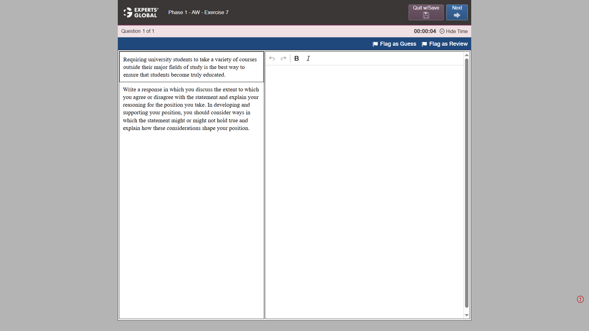 GRE-style Analytical Writing practice question 1