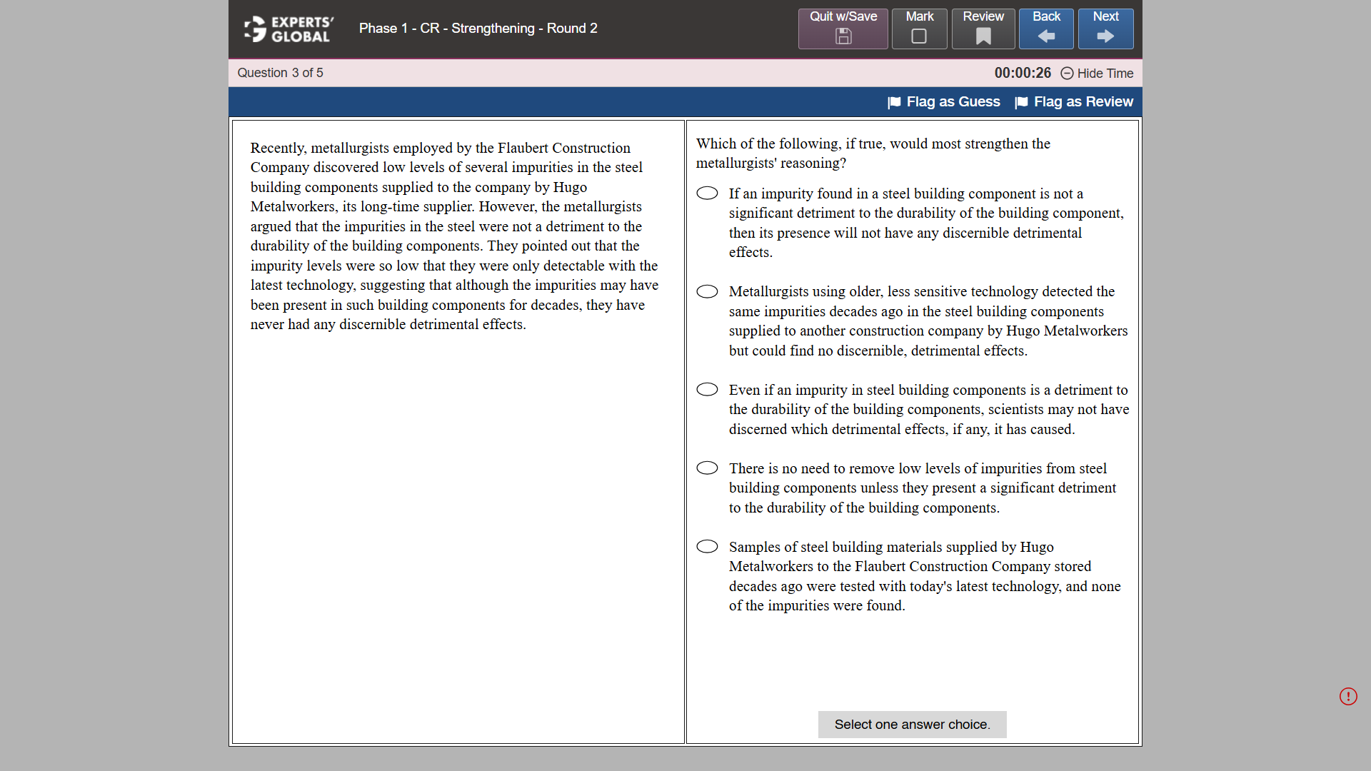 GRE-style Critical Reasoning practice question 1