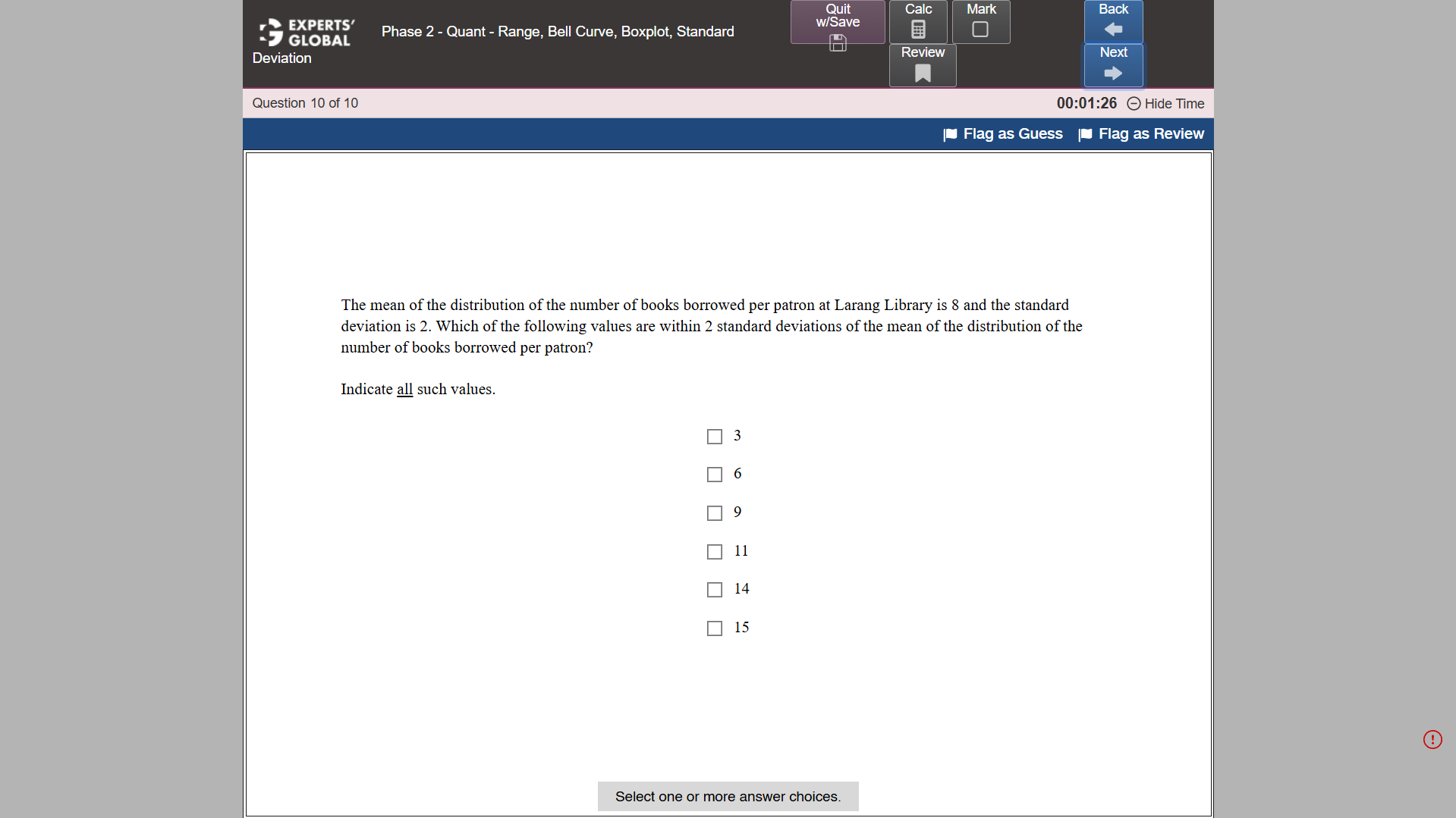 GRE-style MCQ – Select 1 or More practice question 1
