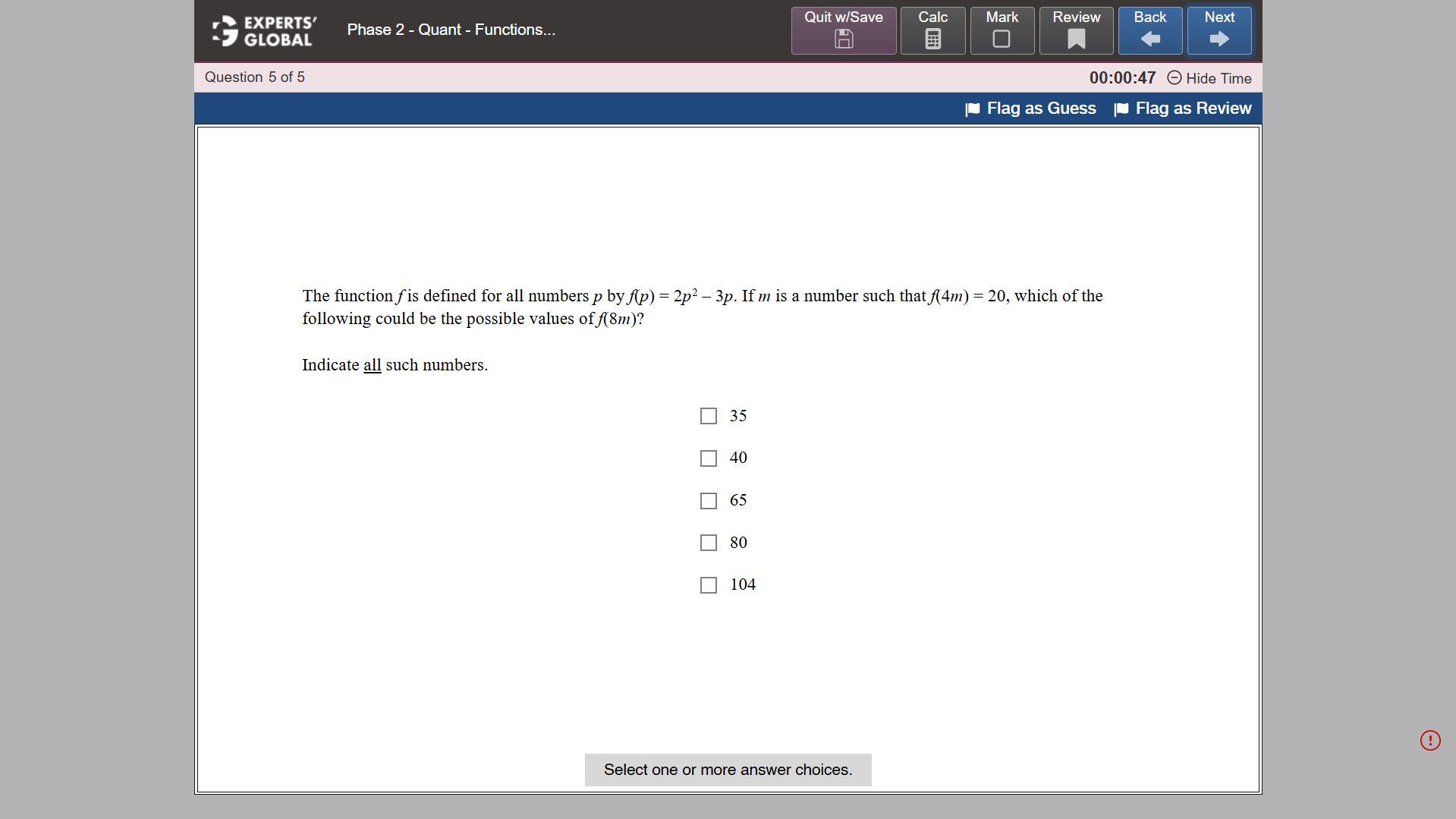 GRE-style MCQ – Select 1 or More practice question 3