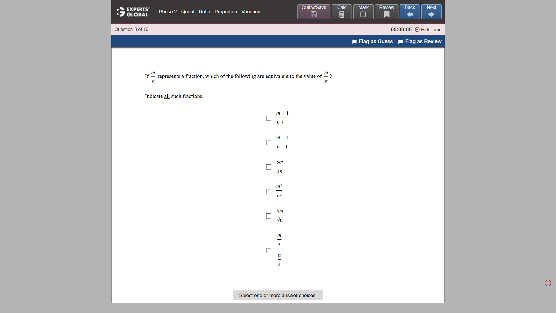 GRE-style MCQ – Select 1 or More practice question 7