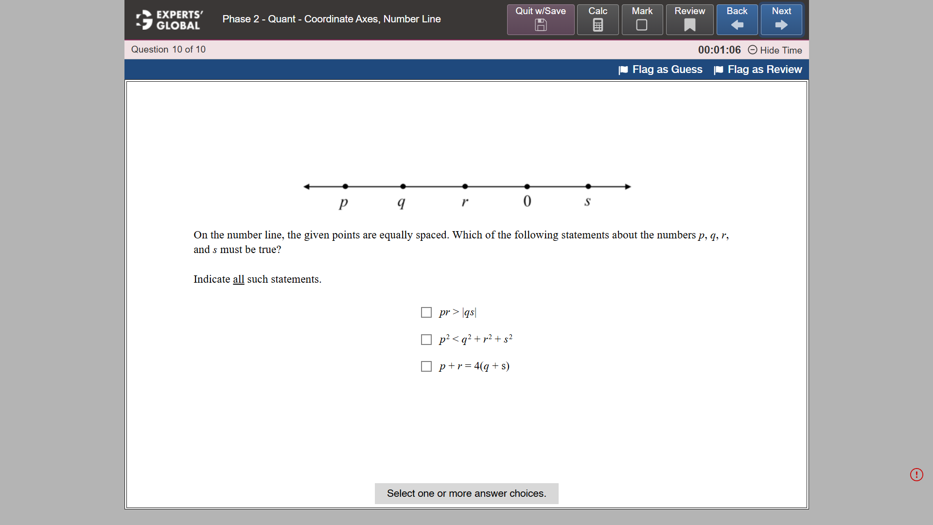 GRE-style MCQ – Select 1 or More practice question 8