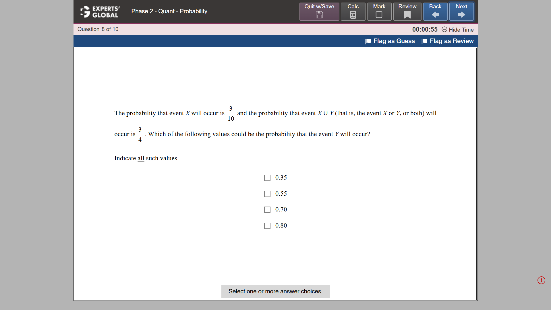 GRE-style MCQ – Select 1 or More practice question 9