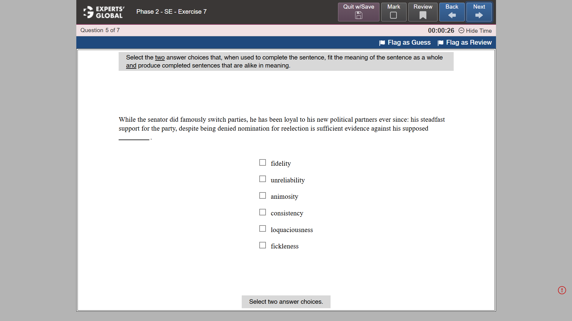 GRE-style Sentence Equivalence practice question 1