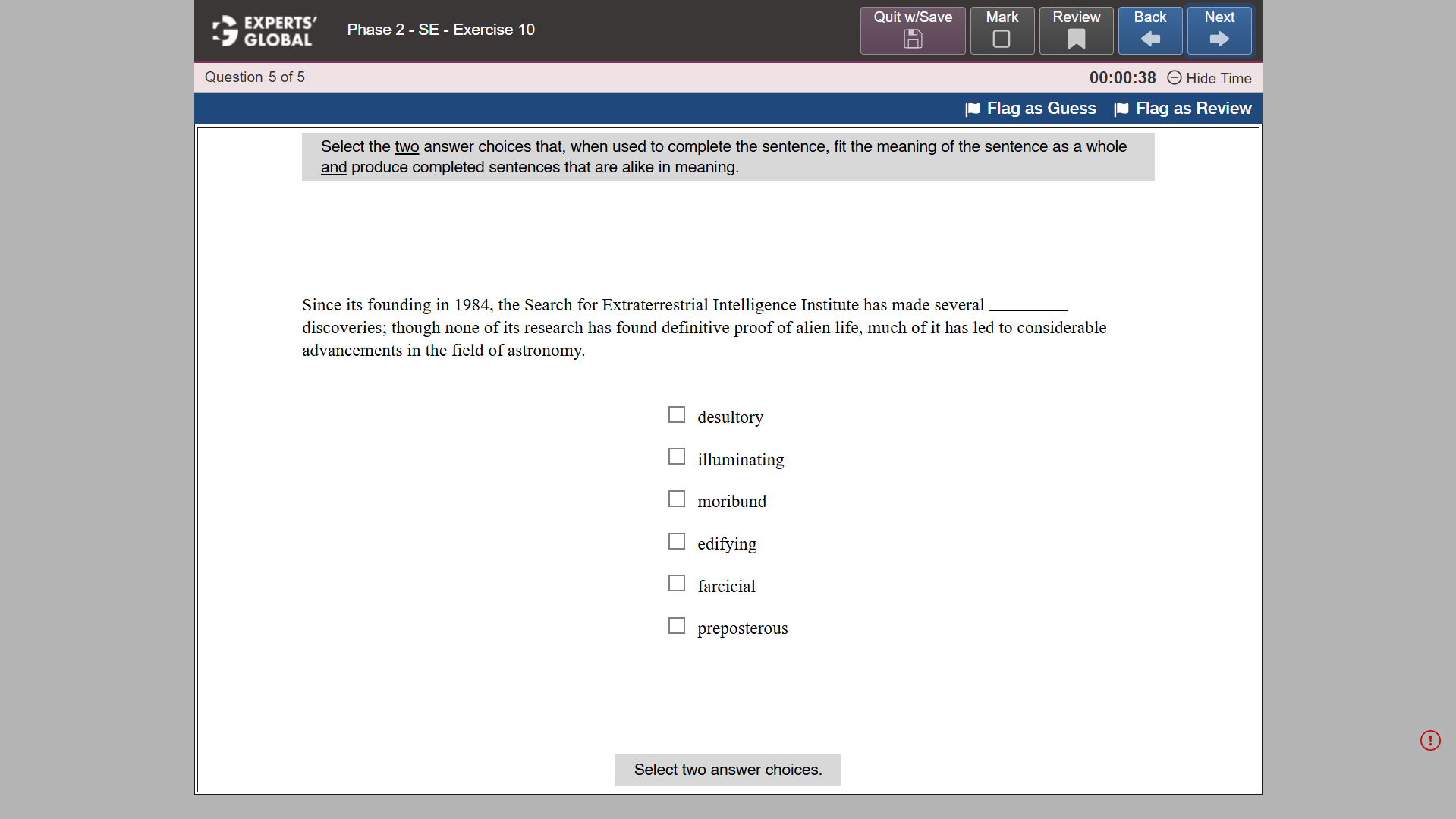 GRE-style Sentence Equivalence practice question 10