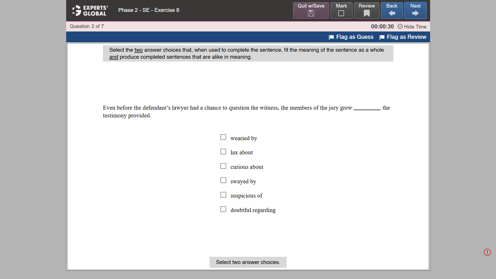 GRE-style Sentence Equivalence practice question 2