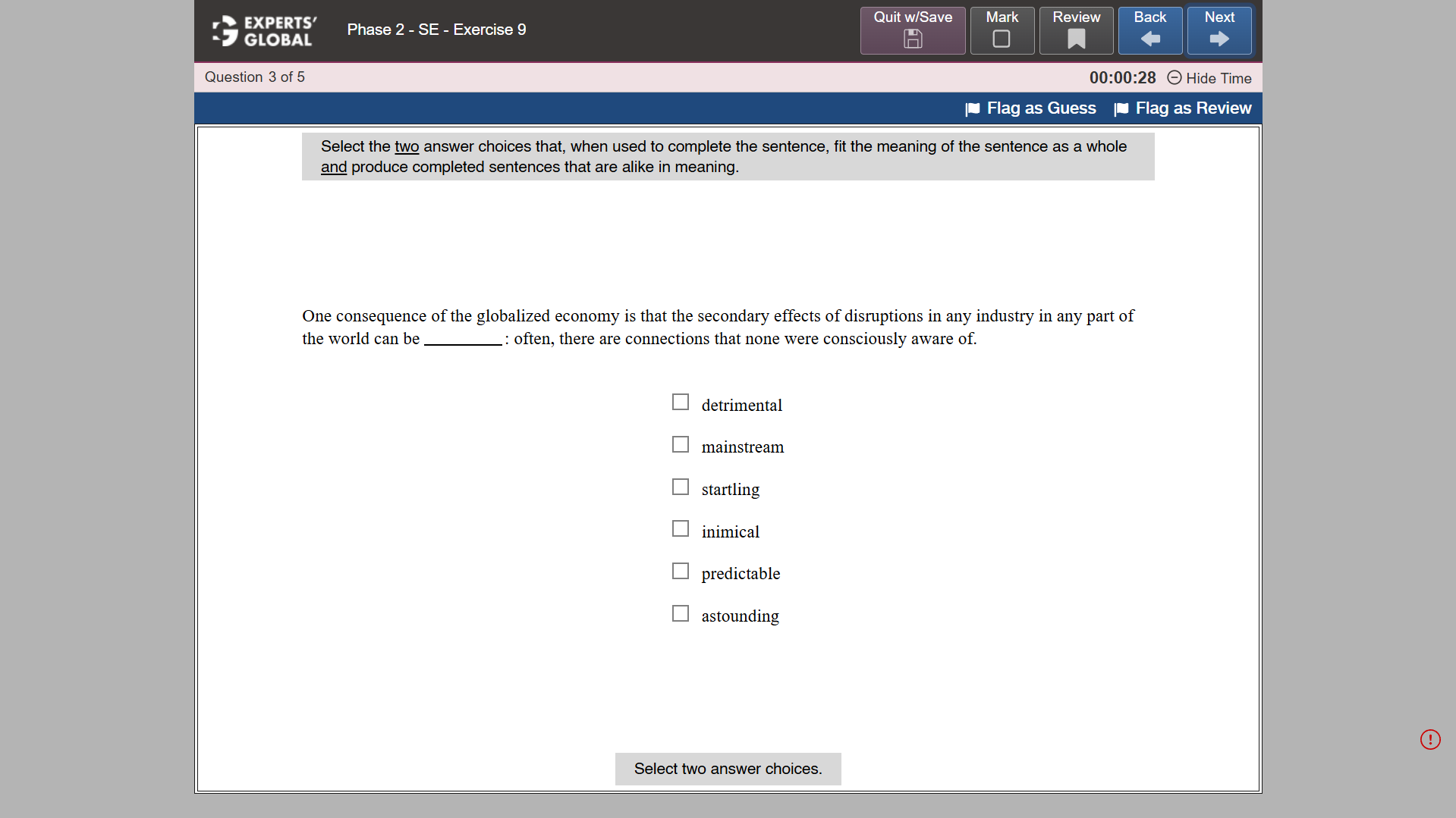 GRE-style Sentence Equivalence practice question 3