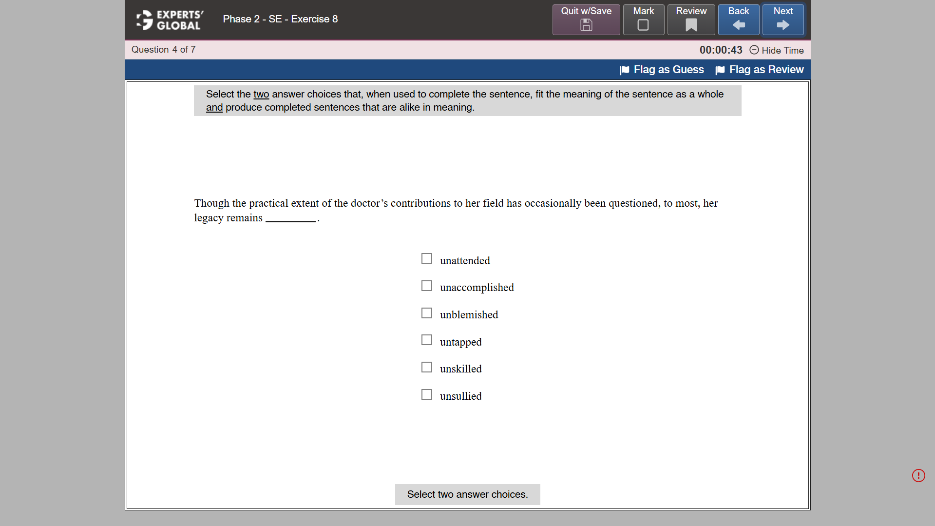 GRE-style Sentence Equivalence practice question 3