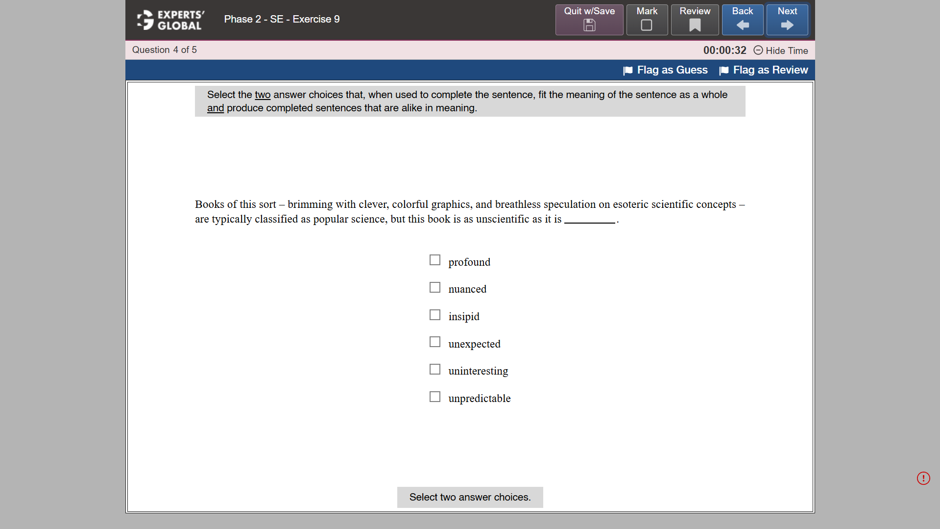 GRE-style Sentence Equivalence practice question 4
