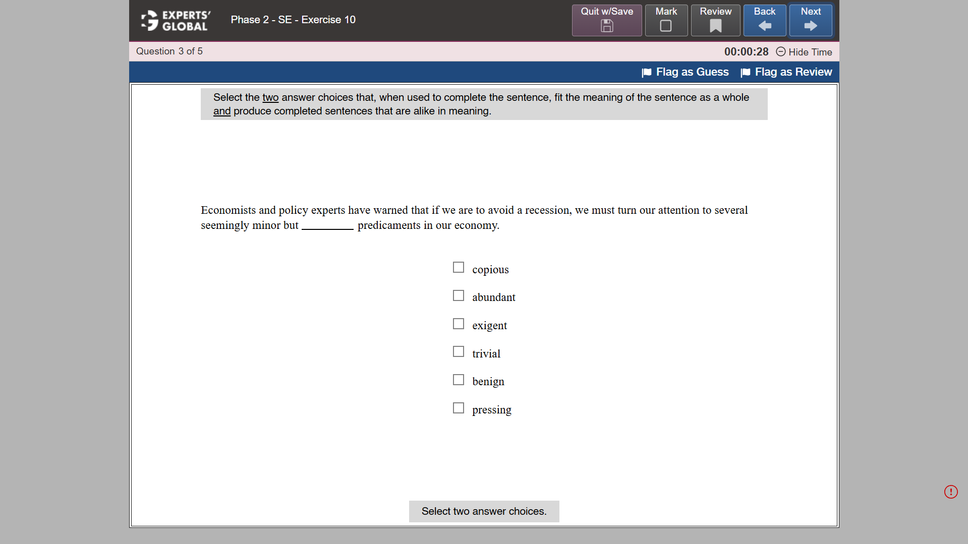 GRE-style Sentence Equivalence practice question 8
