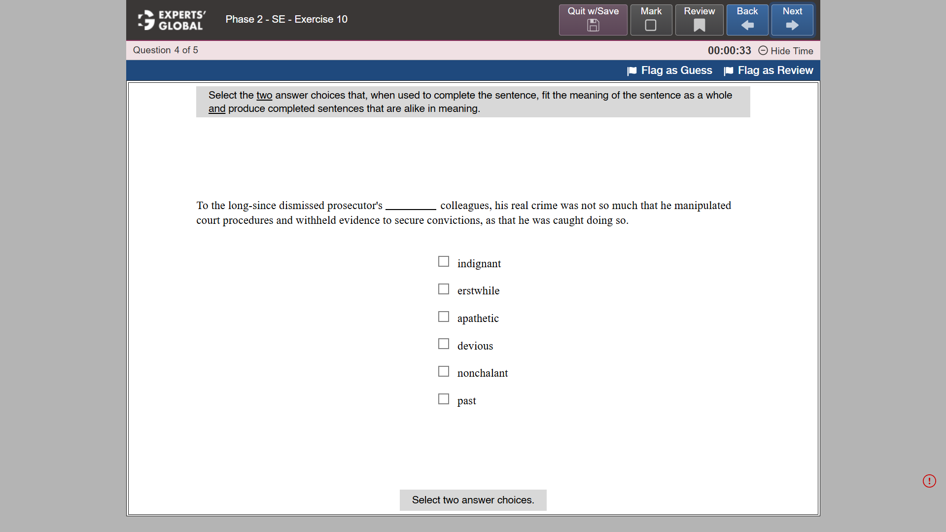 GRE-style Sentence Equivalence practice question 9